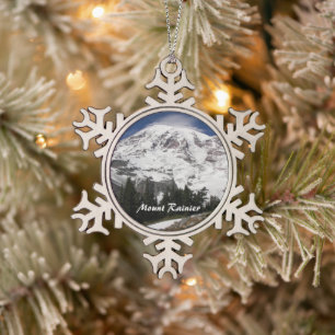 Prachtige Mount Rainier Tin Sneeuwvlok Ornament