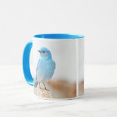 Prachtige Mountain Bluebird op strandstronk Mok (Voorkant links)