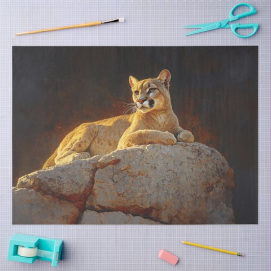 Prachtige Mountain Lion Schilderachtig decoupage Tissuepapier (Craft)