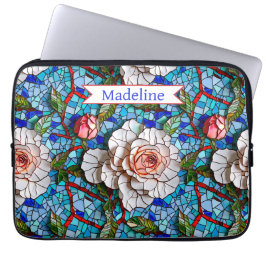Prachtige Mozaïek Bloemen Patroon Gepersonaliseerd Laptop Sleeve