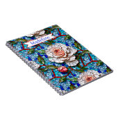 Prachtige Mozaïek Bloemen Patroon Gepersonaliseerd Notitieboek (Rechterzijde)