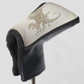 Prachtige Mozaïek Draak Goud Golfheadcover (3/4 voorkant)