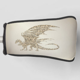 Prachtige Mozaïek Draak Goud Golfheadcover