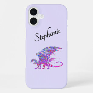 Prachtige Mozaïek Draak Paarse Persoonlijk iPhone 16 Plus Hoesje