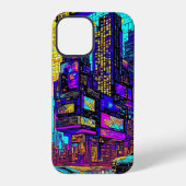 Prachtige Mozaïek Glas in lood Neon Cyberpunk City iPhone Hoesje (Achterkant)