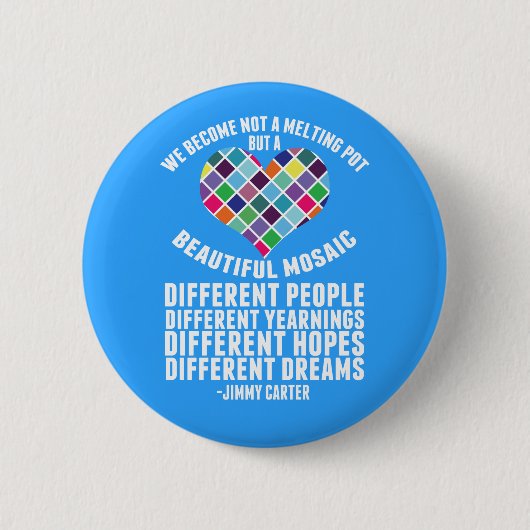 Prachtige mozaïek van Diversity Quote Ronde Button 5,7 Cm (Voorkant)