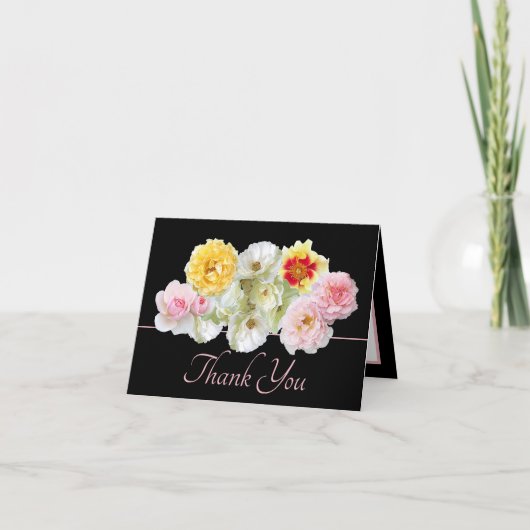 Prachtige Multicolor Rozen Bloemenboeket Dank u Kaart (Voorkant)