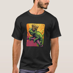Prachtige multikleur kameleon met kroon kostuum t-shirt