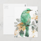 Prachtige munt en gouden vogel en bloemen briefkaart (Voorkant / Achterkant)