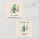 Prachtige munt en gouden vogel en bloemen vierkante visitekaartje (Voorkant / Achterkant)