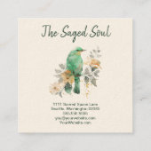 Prachtige munt en gouden vogel en bloemen vierkante visitekaartje (Achterkant)