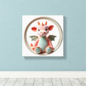 Prachtige Muurkunst Draak Delight in Roze en Groen Canvas Afdruk (Insitu (Houten vloer))