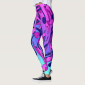 Prachtige muziekoproze Aqua Blue Vibrant Patroon Leggings (Links)