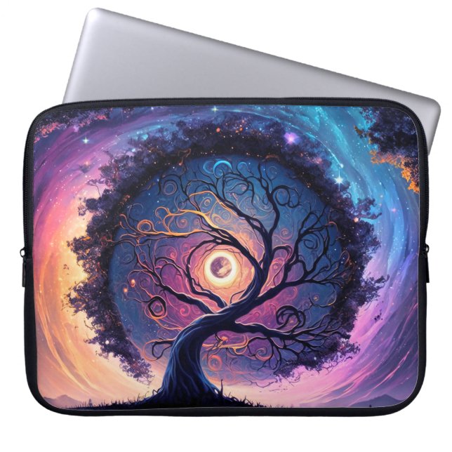 Prachtige nachtelijke hemel illustratie laptop sleeve (Voorkant)