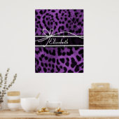 Prachtige namaak paarse zwarte luipaard poster (Keuken)