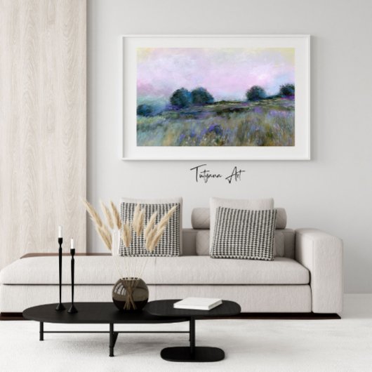 Prachtige Natuur blauw Paarse weide landschapskuns Poster