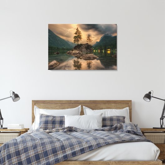 Prachtige Natuur in het meer van de bergen Boulder Canvas Afdruk (Insitu (Slaapkamer))