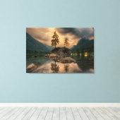 Prachtige Natuur in het meer van de bergen Boulder Canvas Afdruk (Insitu (Houten vloer))