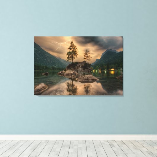 Prachtige Natuur in het meer van de bergen Boulder Canvas Afdruk (Insitu (Houten vloer))