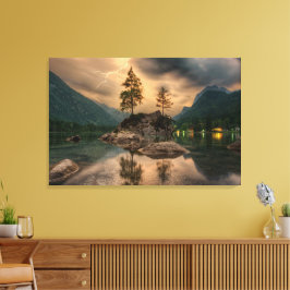 Prachtige Natuur in het meer van de bergen Boulder Canvas Afdruk