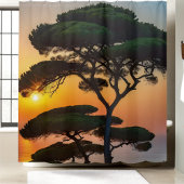 Prachtige Natuur Pine Tree Sunset Green Badkamer Douchegordijn