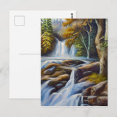 Prachtige Natuur Watervalstroom Olieverf Briefkaart (Voorkant / Achterkant)