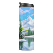 Prachtige Natuur Winter Pine Trees Snowy Mountain Thermosbeker (Geroteerd rechts)