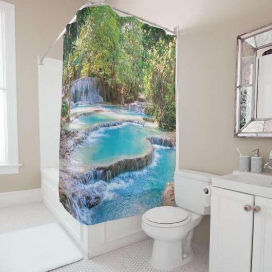 Prachtige natuurlijke boswaterval douchegordijn (In situ)