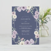 Prachtige Navy Blauwe Lente Bruiloft Kaart (Staand voorkant)