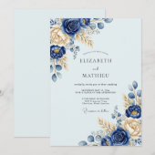 Prachtige Navy Blauwe Winterhuwelijk Kaart (Voorkant / Achterkant)
