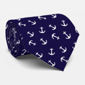 Prachtige Navy Blue en Anchors Pattern Stropdas (Opgerold)