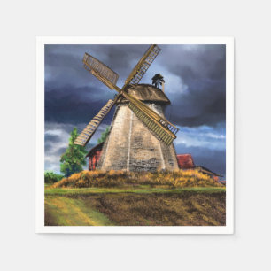 Prachtige Nederlandse windmolen - Tekening Servet