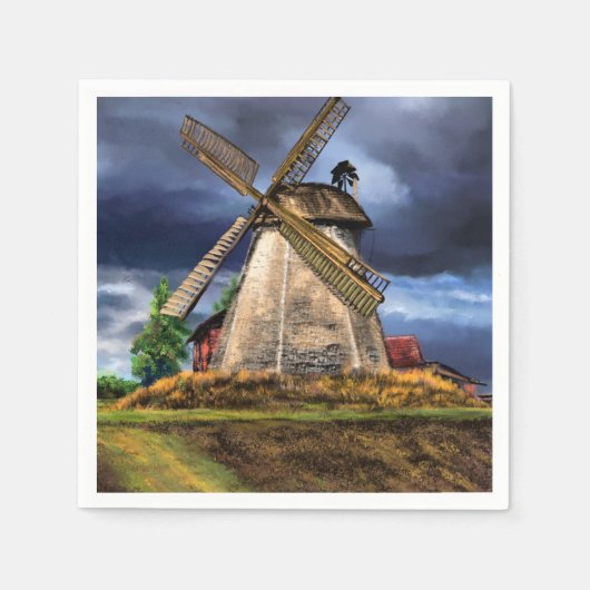 Prachtige Nederlandse windmolen - Tekening Servet (Voorkant)