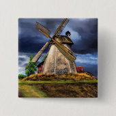 Prachtige Nederlandse windmolen - Tekening Vierkante Button 5,1 Cm (Voorkant)