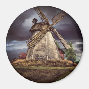 Prachtige Nederlandse windmolenlandschapskunst Magneet