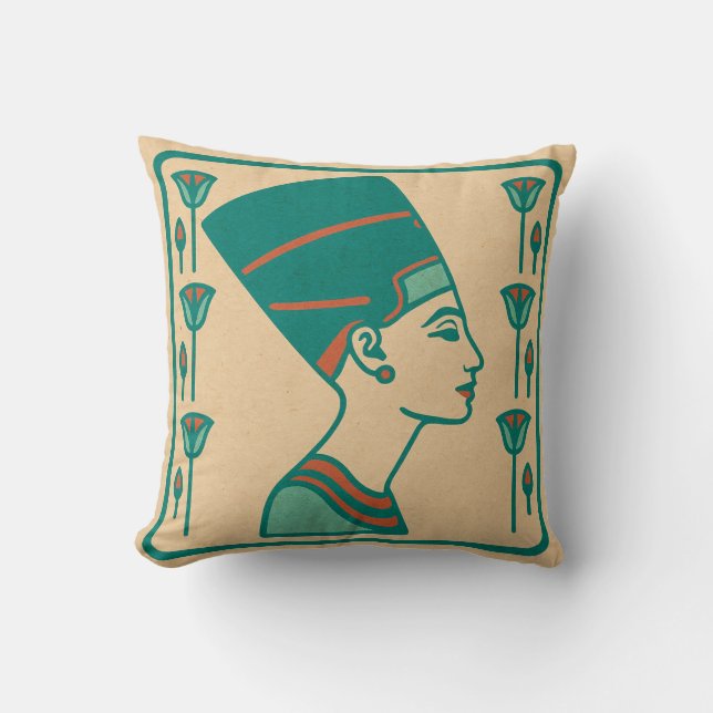 Prachtige Nefertiti Oude Koninklijke Kunst Kussen (Voorkant)