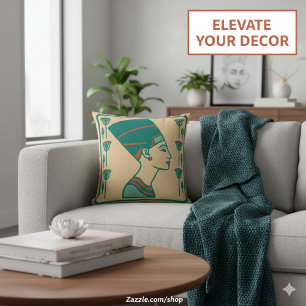 Prachtige Nefertiti Oude Koninklijke Kunst Kussen