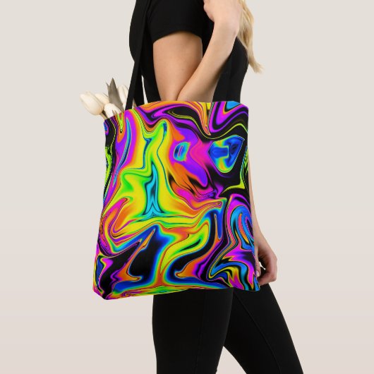 Prachtige Neon Liquid Marble Canvas tas (Dichtbij)
