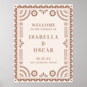 Prachtige neutraal papel Picado Wedding Welkomstte Poster (Voorkant)