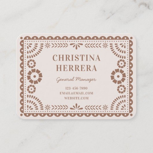 Prachtige Neutral Papel Picado Catering Stylist Visitekaartje (Achterkant)