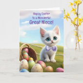 Prachtige nicht Happy Easter knuffelkat Kaart (Gele Bloem)