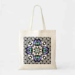 Prachtige, nieuwe Damask Design Aqua en Paars Tote Bag