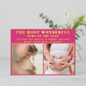 Prachtige nieuwsberichten Zwangerschap Kerstmis Folie Feestdagenkaart (Staand Voorkant)