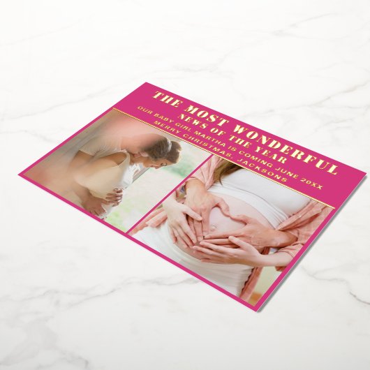 Prachtige nieuwsberichten Zwangerschap Kerstmis Folie Feestdagenkaart (Gedraaid)