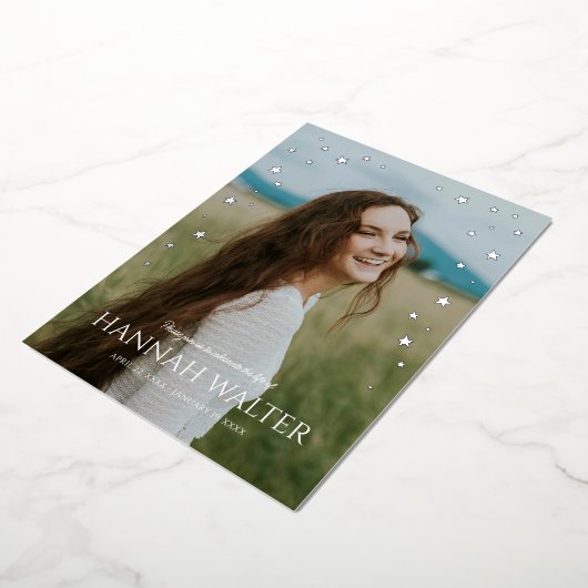 Prachtige North Star viering van het leven Folie Uitnodiging (Gedraaid)