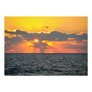 Prachtige oceaan strand zonsopgang foto afdruk
