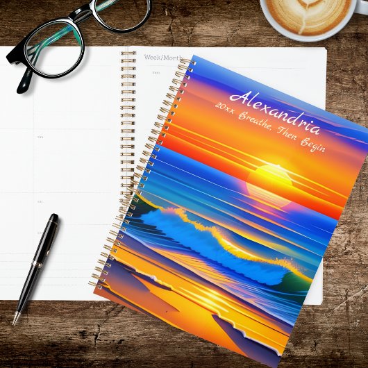 Prachtige oceaan zonsondergang planner