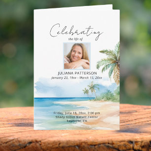 Prachtige Ocean Beach Viering van het leven Begraf Programma