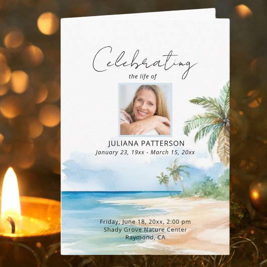 Prachtige Ocean Beach Viering van het leven Begraf Programma