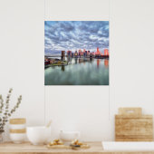 Prachtige ochtendreflecties op het uitzicht en de poster (Keuken)